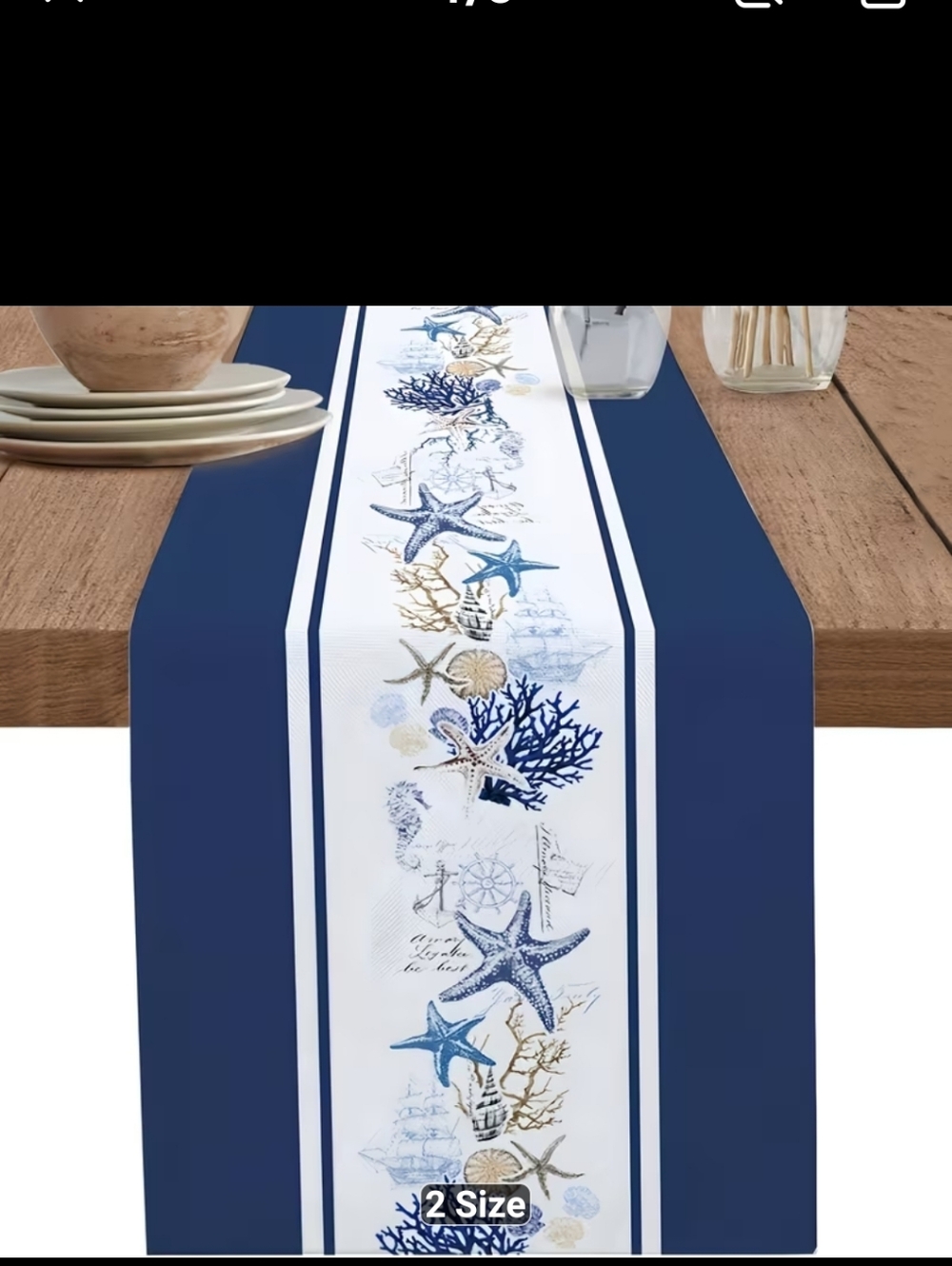 New Nautical Blue Starfish Table Runner 13x48 #1361-299